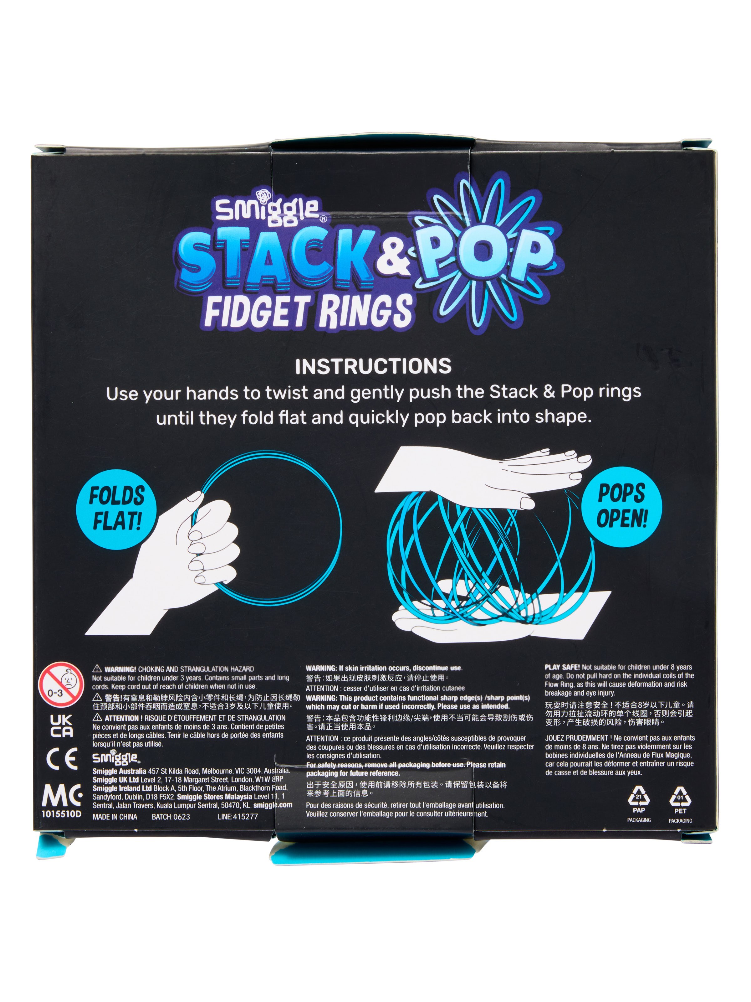 Glow In The Dark Stack & Pop Fidget Rings