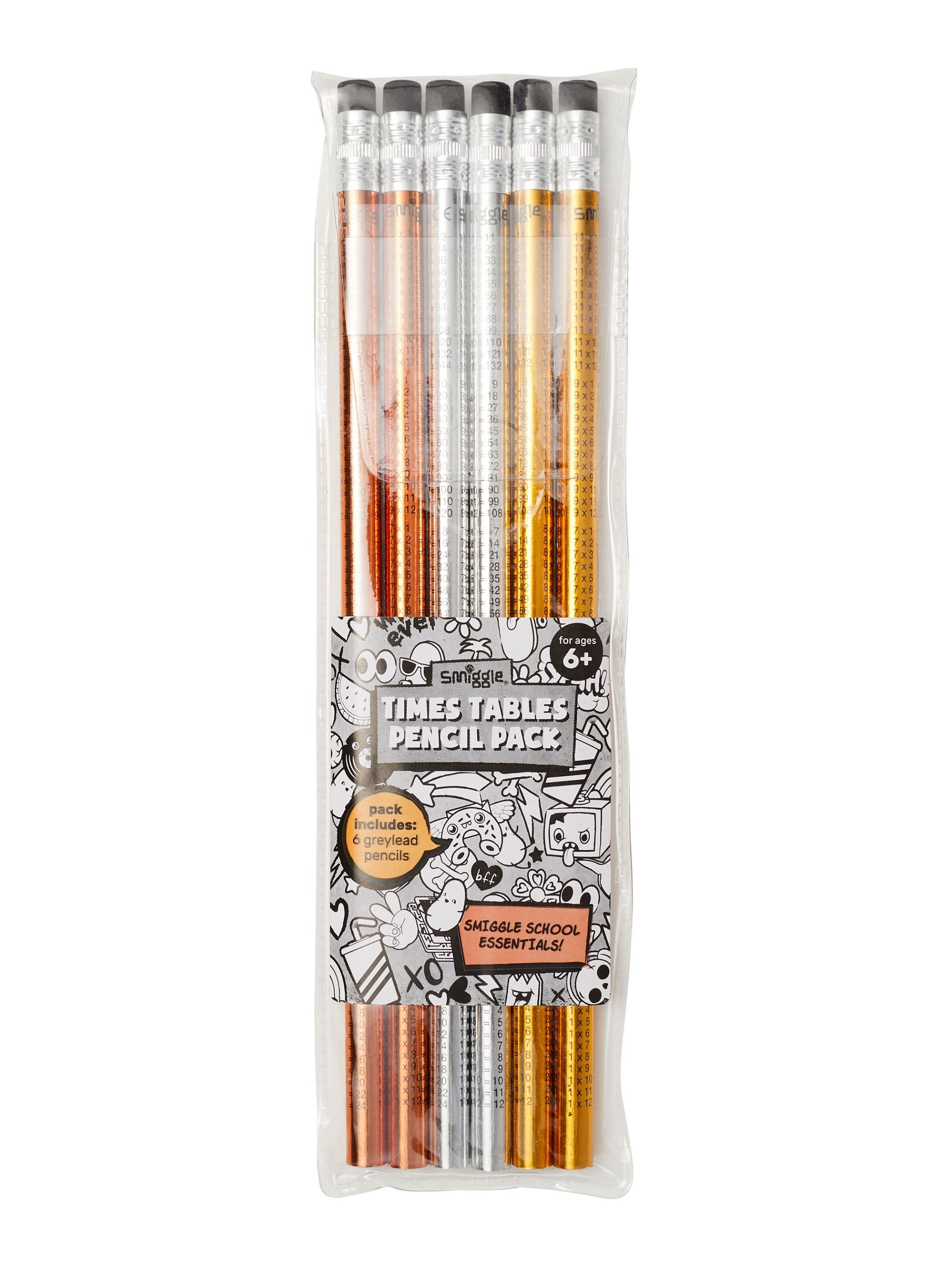 Times Tables Educational Pencil Pack X6